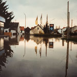 Hochwasser in Vohburg aus dem Jahr 1994, die Tankstelle steht unter Wasser