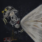"Feuerwehrauto" / Öl / 50x40 cm / 2019 /----CHF 2'400----