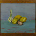 Zitronen, Knoblauch, Ei, 1999, Hgl, 49x43 cm 280,-€