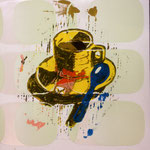 Farblinol auf Tapete, 2004, ca. 27 x 35 cm