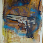 Pistole, Ölpapier, 1988, 80 x 119 cm