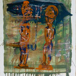 Schirmgötzen, Ölpapier, 1988, 54 x 68 cm