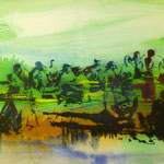 Im Grünen, 1991, Mischtechnik/LW, 160 x 120 cm