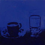 Blaue Tasse, 1998,Mischt./LW, 100 x 100 cm