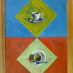 Tassen auf Quadraten, 2003, Hgl, 48x63 cm, 300,-€