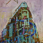 Eckhaus, 1990, Mischt./LW, 106 x 147 cm