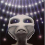 Leinbild Airbrush Acryl - Alien "Sehensucht"