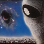 Leinbild Airbrush Acryl - Alien "observed"