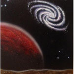 Leinbild Airbrush Acryl - Roter Planet