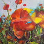 Sommer - Mohn, Acryl auf Leinwand, 80x100