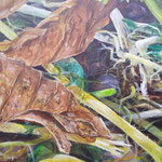Herbst - Kastanienblatt, Acryl auf Leinwand, 80x100 cm