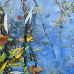 Blätter im Wasser, Acryl auf Leinwand, 100x120, 2020