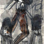 Haftraum Lebenszeit (Skizze), 29,7 x 21 cm, Graphit, Marker, Lack, Acryl auf Papier,  2009