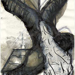Haftraum Lebenszeit (Skizze), 29,7 x 21 cm, Marker, Acryl, Kugelschreiber, Tinte, Kaffee auf Papier,  2009