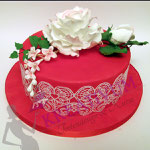 Fondant Torte mit Zuckerrose und Sugar Veil