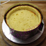 Runde Torte Fondant tauglich vorbereiten - mittlere Kuchenscheibe rein legen