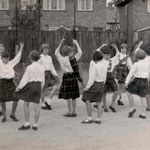 Sheelagh Jarmolkiewicz and others in the back school playground