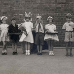 School King and Queen, c. 1955. Sheelagh Jarmolkiewicz is the Queen, John Richards the king, Molly Bird the Maid of Honour, and Stephen Everton the Maid's Escort (thanks to Sheelagh for this and the four photos below)