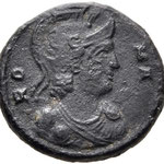 nummus, Rome, 2,63g, 348, Avers: RO-MA buste casqué et drapé de Rome