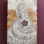 Sapientia / 2023 / Ballpoint pen, Coffee extract, Pigments, Watercolor