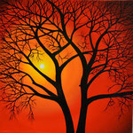 Minimalistic modern sunset in oils - 50 cm x 50 cm - DONATED