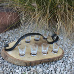 Schnapsbrett (Nr. 38) aus Baumscheibe mit 8 Gläser und Griff -Geschenkidee- ausverkauft