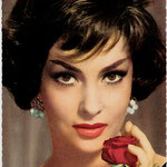 gina lollobrigida + red rose