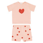 Kinder Pyjama Kurz Bio-Baumwolle Herz Rosa LÄSSIG
