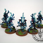 Eldar wraithblades painted blue with ghost axe and forceshield
