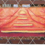 Piramide - tec. mista dipinto ad olio - cm 99, 2 x 48,8 - 2008
