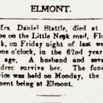 Hempstead Sentinel - Obituary:  Mrs. Daniel Stattel - Jan. 5, 1905