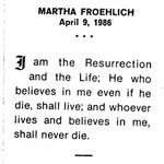 Froehlich, Martha - 1986