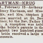 Brooklyn Eagle - Hartman-Krug Marriage - Feb. 12, 1898