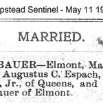 Hempstrad Sentinel -  Nellie Bauer Marriage Announcement - May 11, 1905