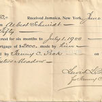 Interests for 6 months on mortgage  - Albert Schmitt - Fosters Meadow - June 30, 1900