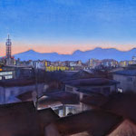 盛岡夕景　油彩　F12