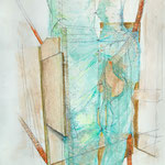 Baustelle 1, Zeichnung auf Papier, Kohle, Farbstifte, Eitempera, 84x59 cm, 2020
