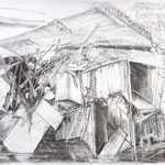 Flutkatastrophe (1), Zeichnung Kohle auf Papier, 100x160 cm, 2021