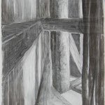 Stadel 4, 84x59 cm, Zeichnung Kohle, 2019