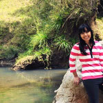 Mountain Stream and Tourist