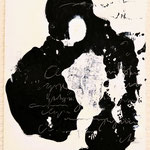 Monoprint, Schwarz auf Weiß mit Schriftbild, 32x23