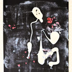 Monoprint, Weiß auf Schwarz, 30x21