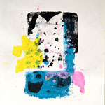 Experimentelle Druckgrafik, Gelliprint und Linoldruck, Neues Licht III, 43x30