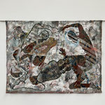 140x180 Mixed Media auf Textil „Tanz des Lebens“ aus Ausstellung Kunsthalle Lingen 