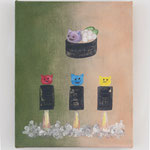  " Sushi reset  " (寿司リセット)　27,7 x 22,2 cm,  Oil on linen  ( 麻布キャンバスに油絵具 ), 2022 