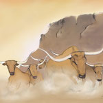 Buffalos 2012 Zeichnung mit Digitale Colorierung 
