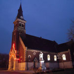 l'église, la nuit en hiver