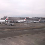 羽田空港第一ターミナルにはたくさんの飛行機が並んでいました。　　　　・冬晴れとなりし羽田空港に(和良)