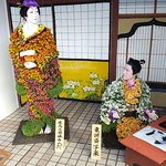 菊人形展では初日から菊の香りの写楽が飾られ人気を呼んでいました。　　・初日から人気写楽の菊人形(和良)