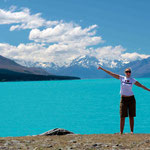 Wir halten auf unserer Fahrt zum Mt. Cook.